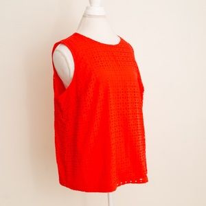 New Red Laser Cut Tank Blouse